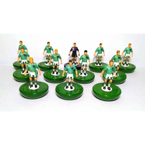 Subbuteo Andrew Table Soccer Germany 1988 away kit on classic Hasbro bases